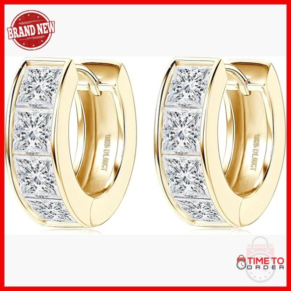 Princess Cut Moissanite Hoop Earrings 3.2cttw Sterling Silver Women main image 3